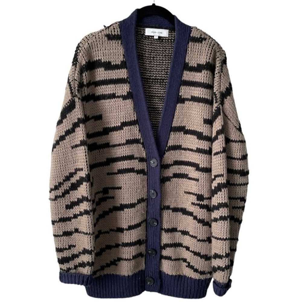 Striped Knit Cardigan Sweater